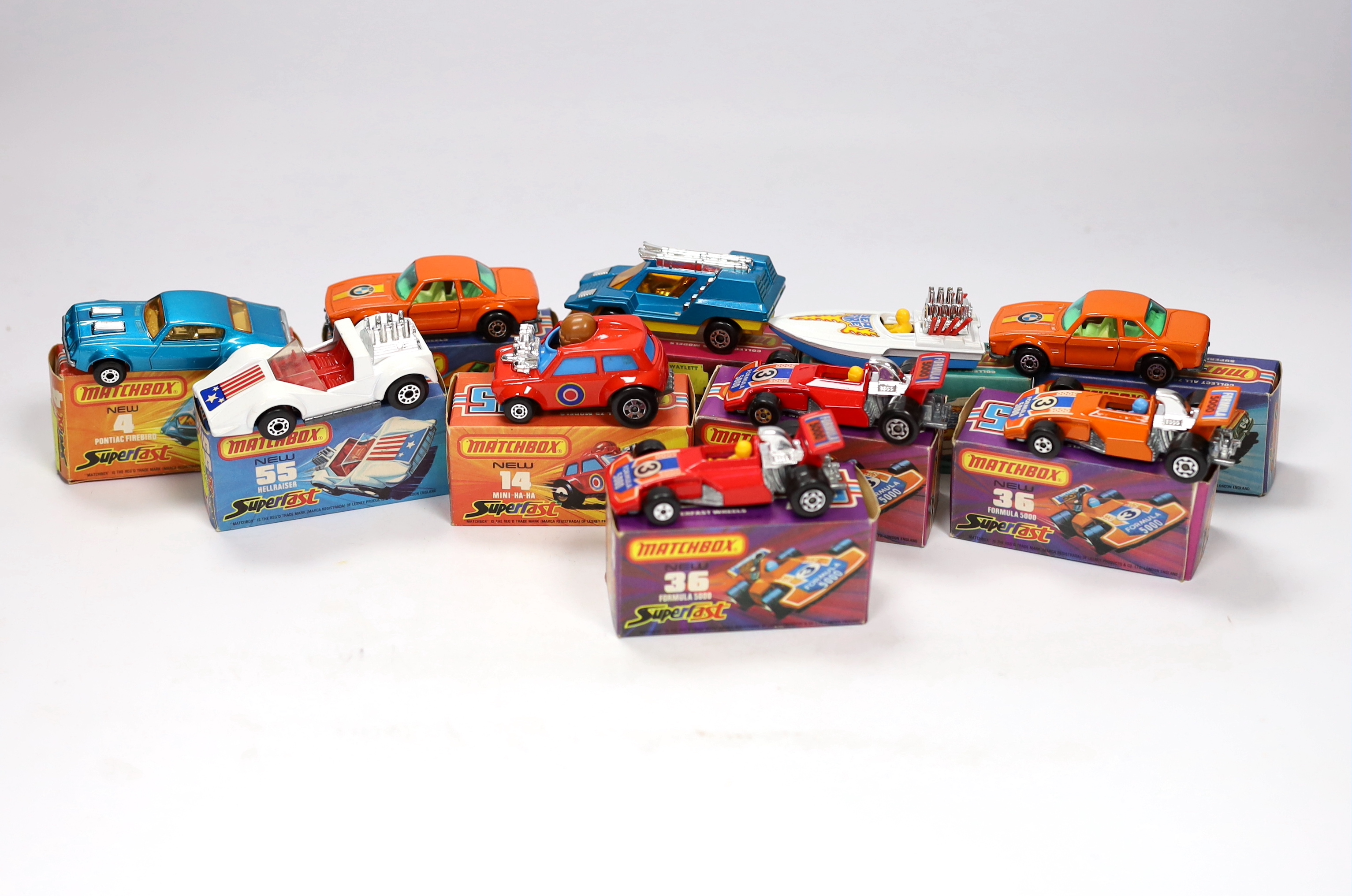 Ten boxed Matchbox Superfast 1-75 New series diecast vehicles